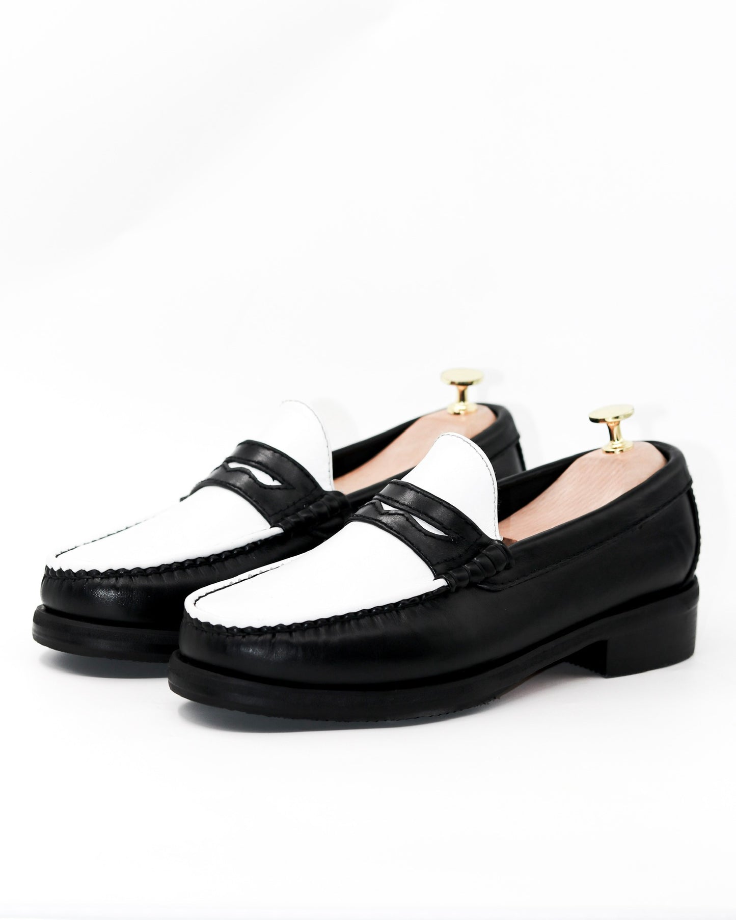 “J.M.” PENNY LOAFERS in TWO-TONE BLACK & WHITE