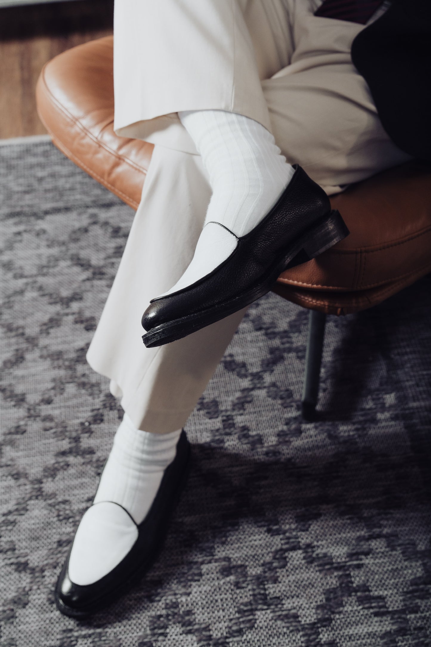 Blake Belgian Loafers in Black & White