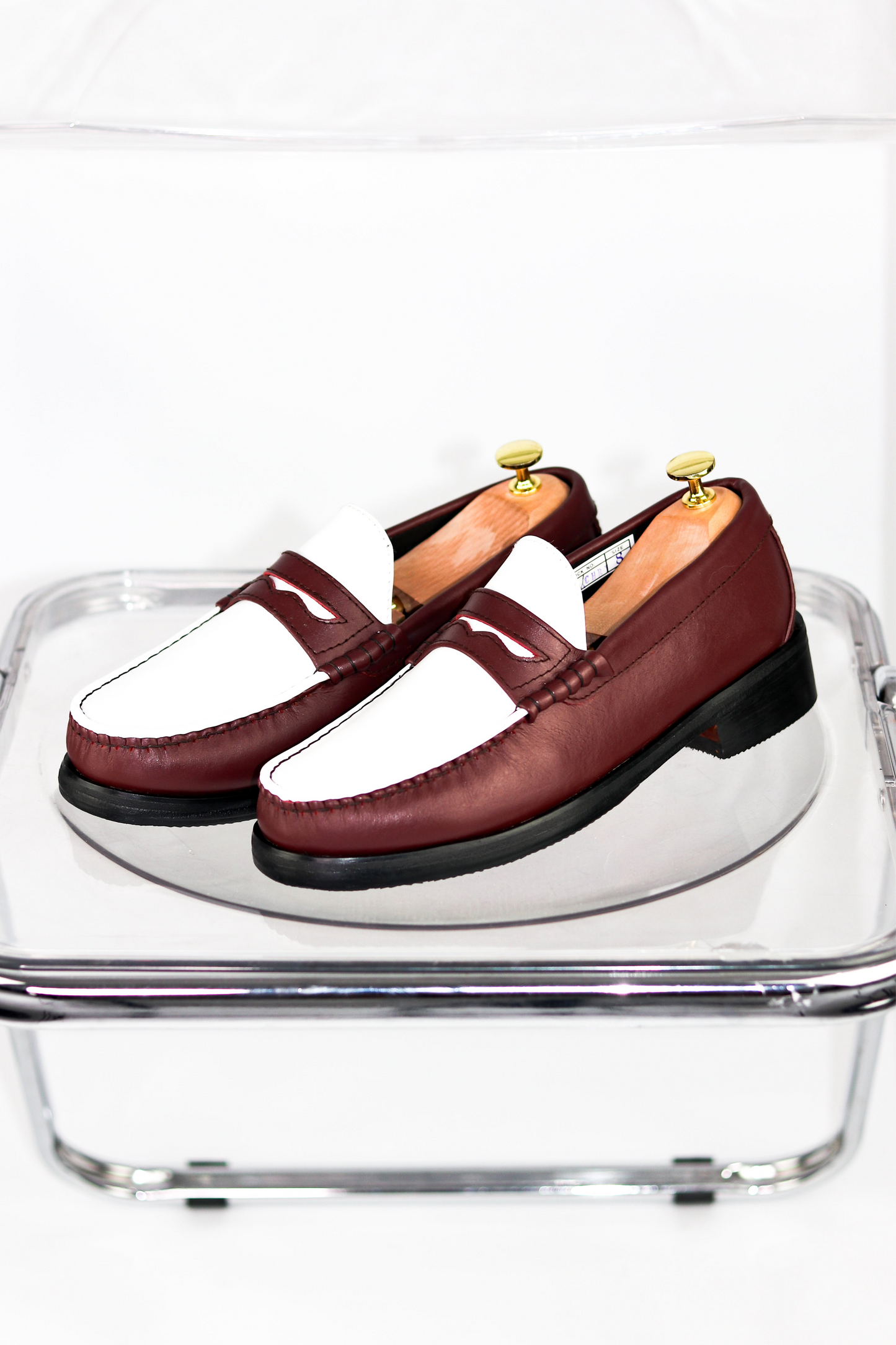 “J.M.” PENNY LOAFERS in TWO-TONE CHERRY RED