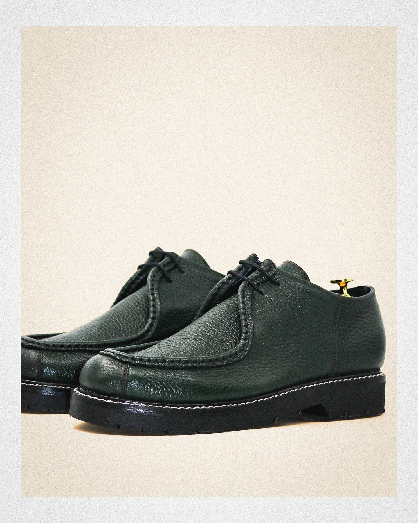 Moc-Toe Derby Shoe in Dark Forest Green