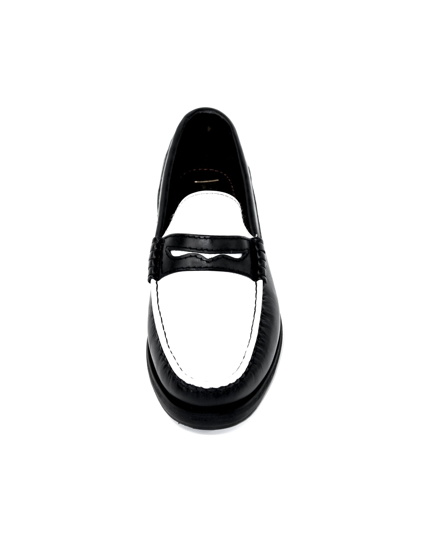 “J.M.” PENNY LOAFERS in TWO-TONE BLACK & WHITE