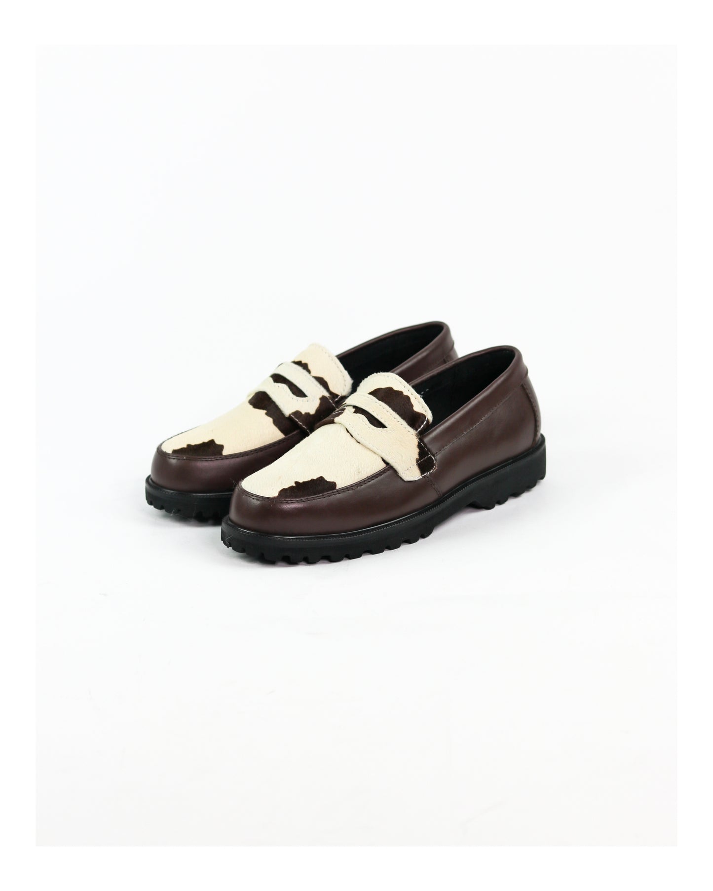 “La Vache” Cow Print & Dark Brown Leather Penny Loafers