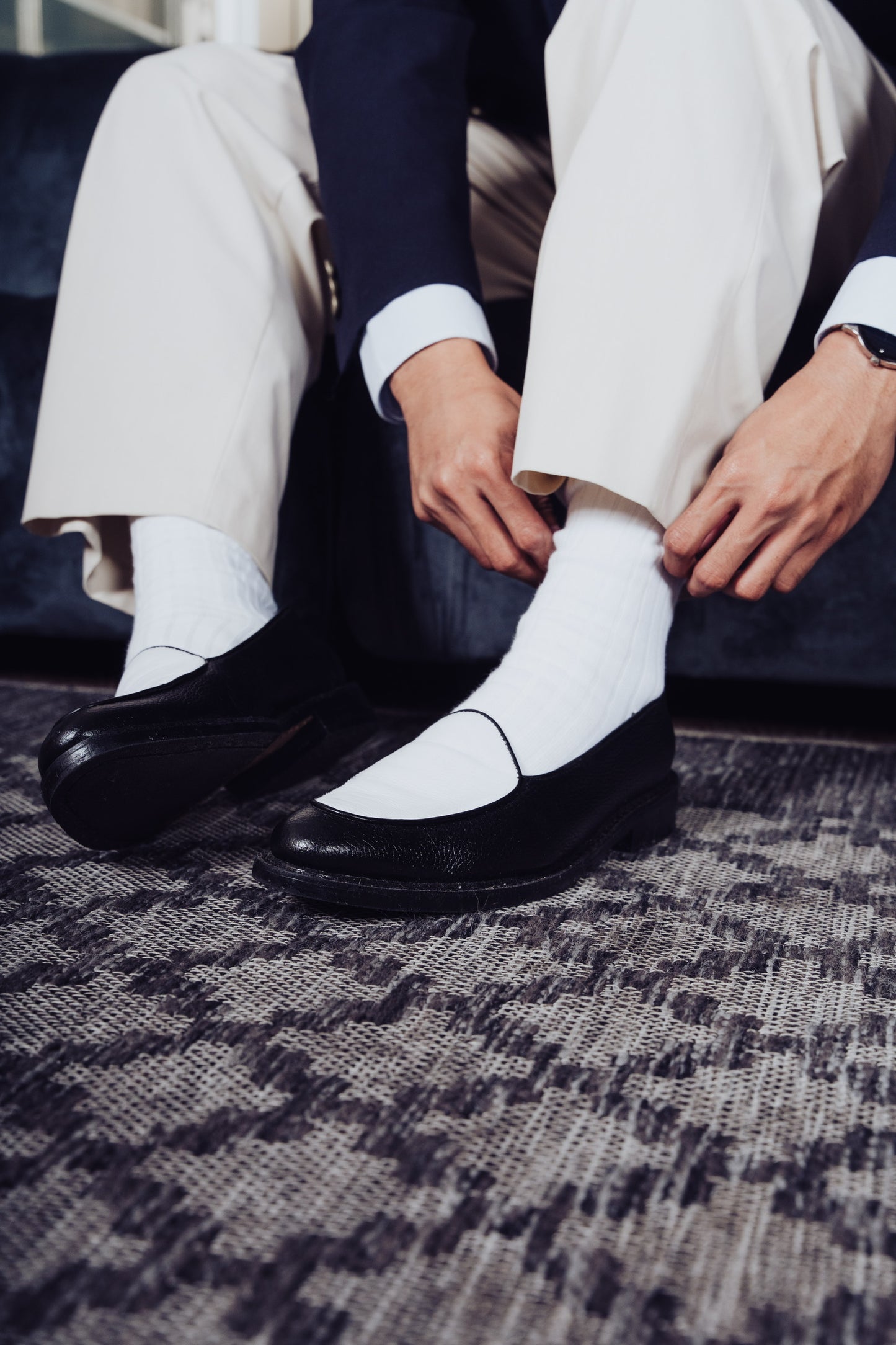 Blake Belgian Loafers in Black & White