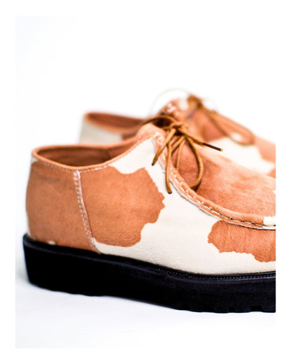 “La Vache” Cow Print Derby Moc-Toe