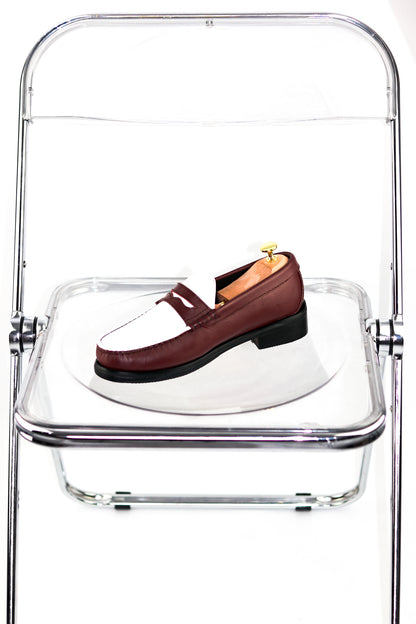 “J.M.” PENNY LOAFERS in TWO-TONE CHERRY RED
