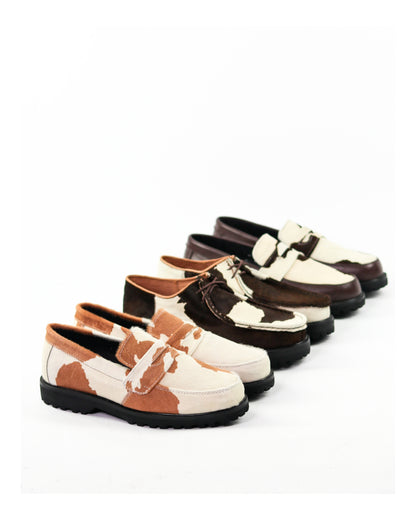 “La Vache” Cow Print Derby Moc-Toe
