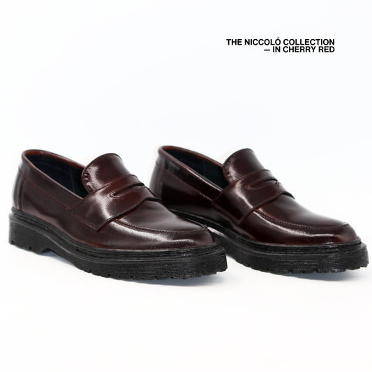 Niccolò Penny Loafers in Cherry Red