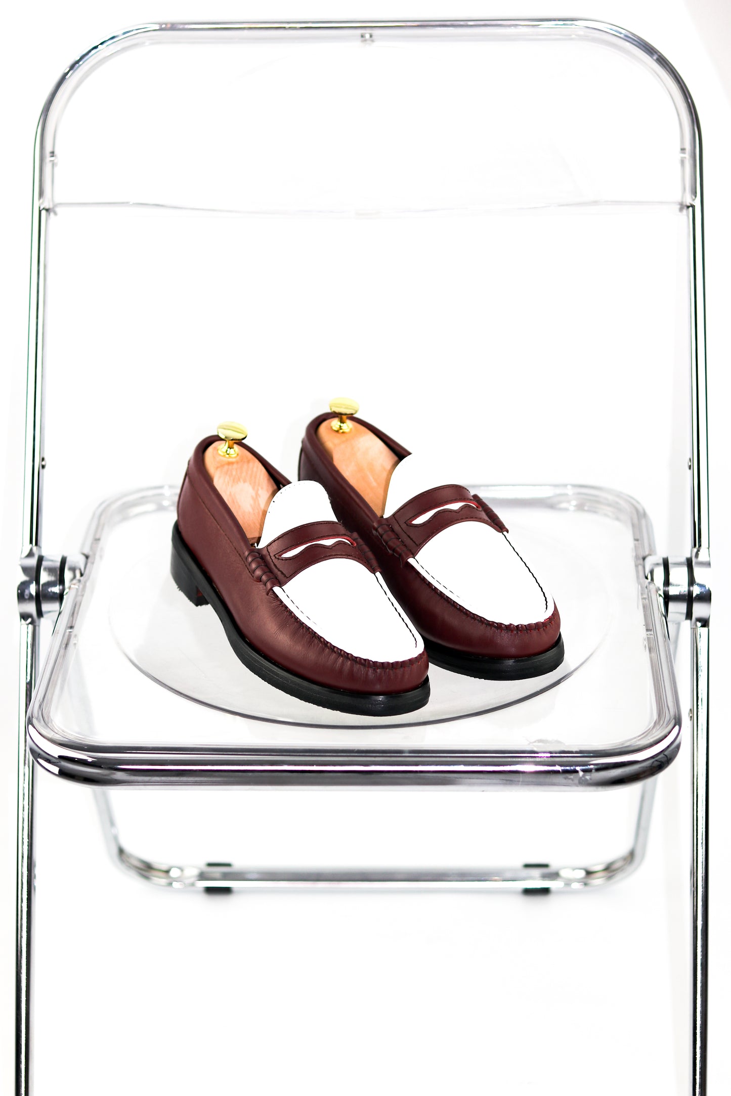 “J.M.” PENNY LOAFERS in TWO-TONE CHERRY RED