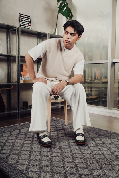 Nico Two Tone Loafers in Off-White/Green
