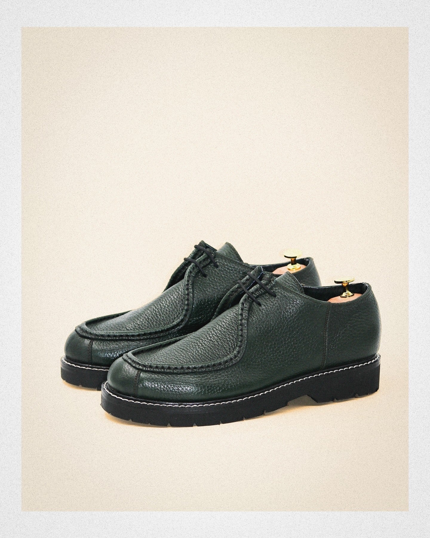 Moc-Toe Derby Shoe in Dark Forest Green
