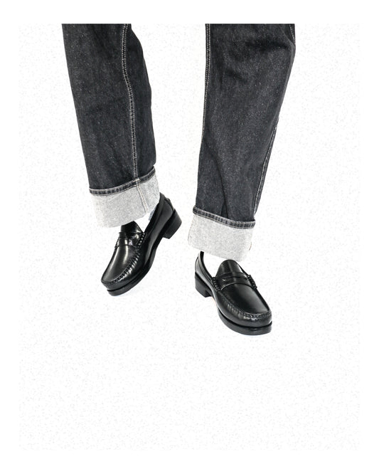 "J.M.” PENNY LOAFERS in NOIR BLACK