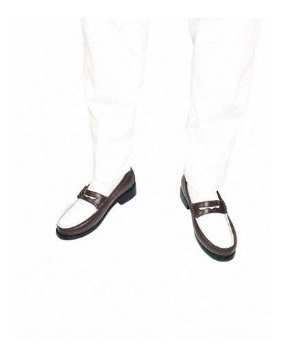 (READY TO SHIP)
“J.M.” PENNY LOAFERS in TWO-TONE CHOCOLATE BROWN & WHITE