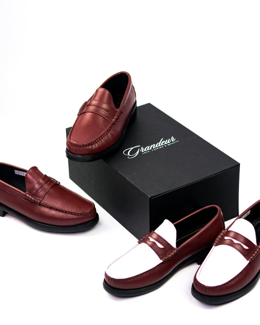 “J.M.” PENNY LOAFERS in CHERRY RED