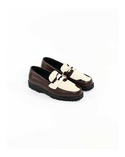 “La Vache” Cow Print & Dark Brown Leather Penny Loafers