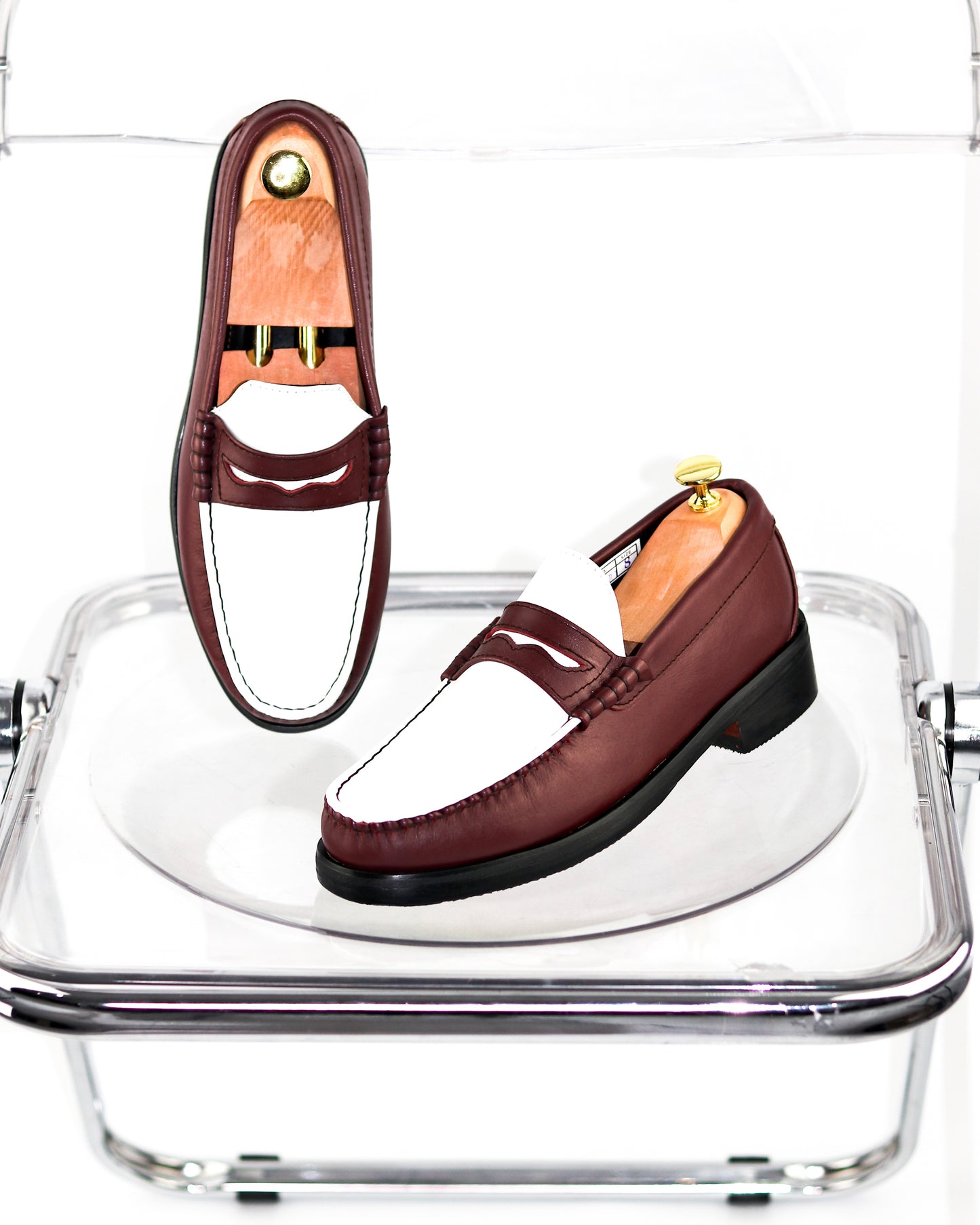 “J.M.” PENNY LOAFERS in TWO-TONE CHERRY RED