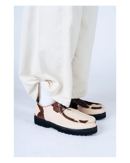 “La Vache” Cow Print Derby Moc-Toe