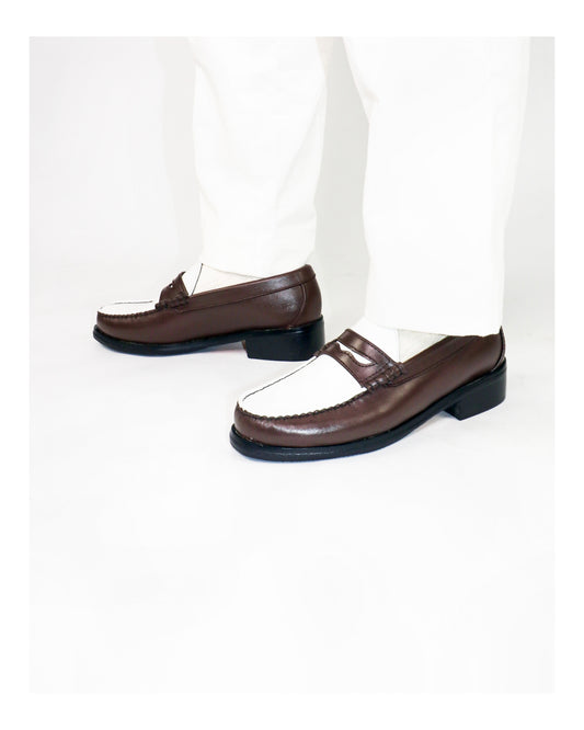 (READY TO SHIP)
“J.M.” PENNY LOAFERS in TWO-TONE CHOCOLATE BROWN & WHITE
