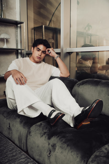 Nico Two Tone Loafers in Off-White/Green