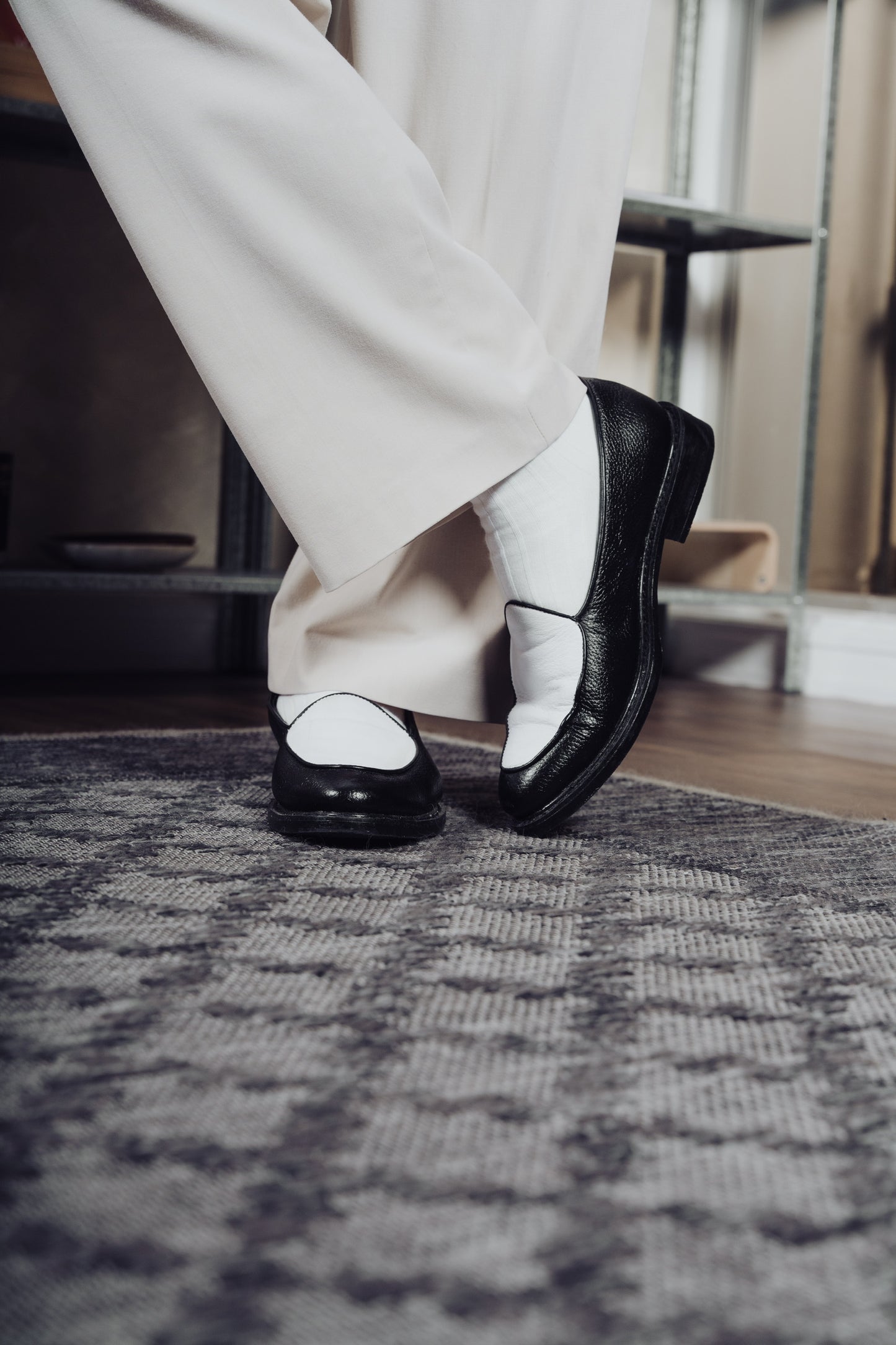 Blake Belgian Loafers in Black & White