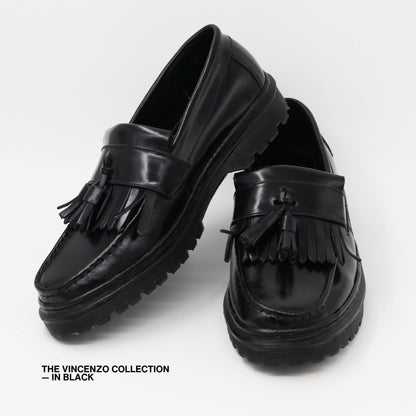 Vincenzo Tassel Loafers in Black