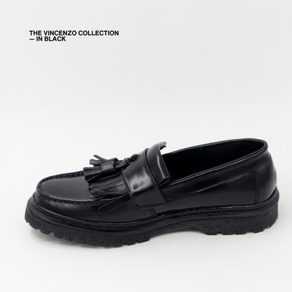 Vincenzo Tassel Loafers in Black