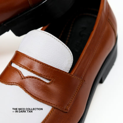 Nico Two Tone Loafers in Dark Tan