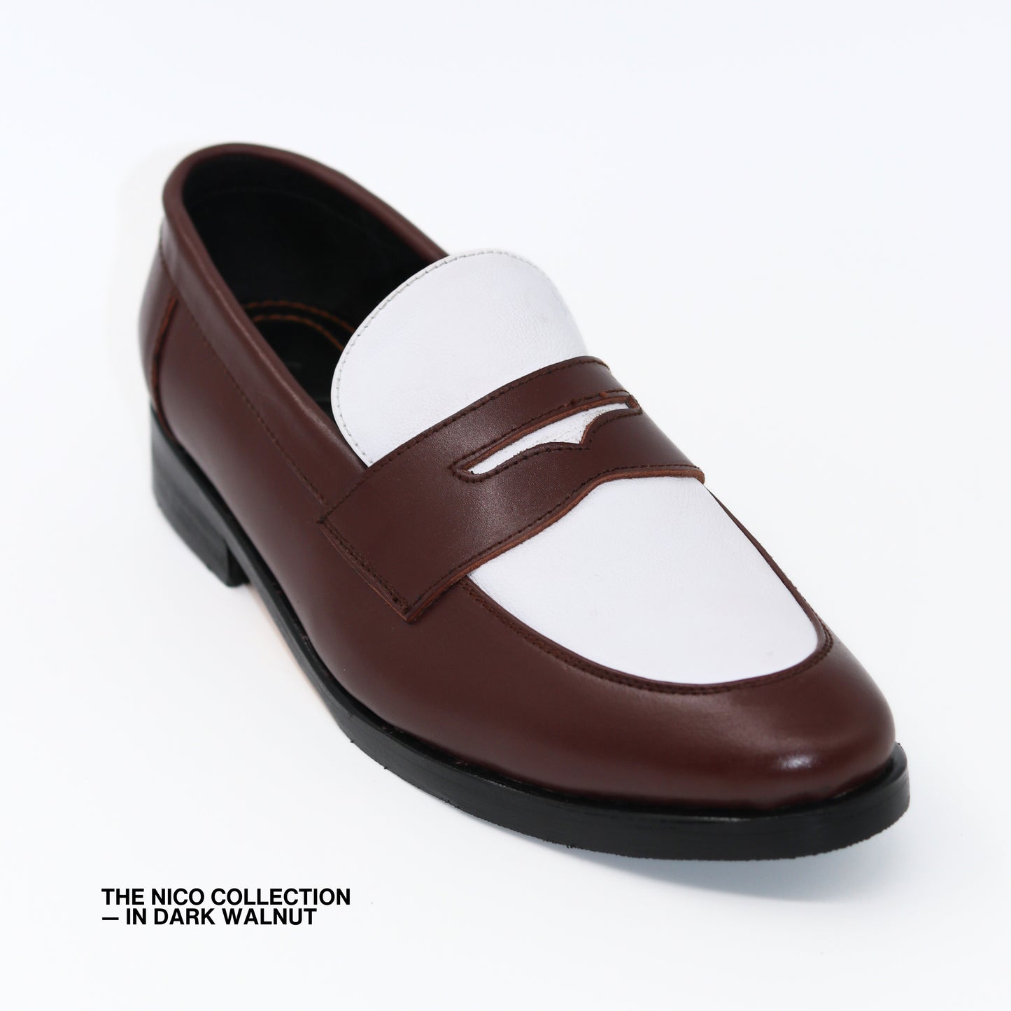 Nico Two Tone Loafers in Dark Walnut