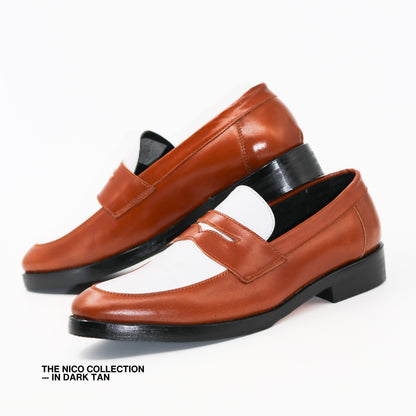 Nico Two Tone Loafers in Dark Tan