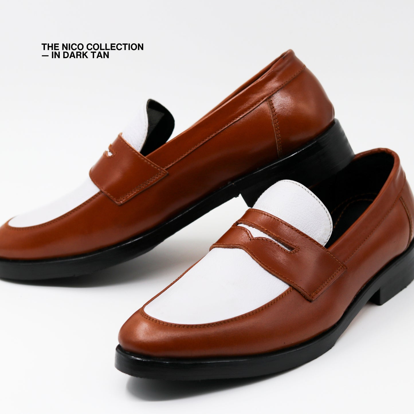 Nico Two Tone Loafers in Dark Tan